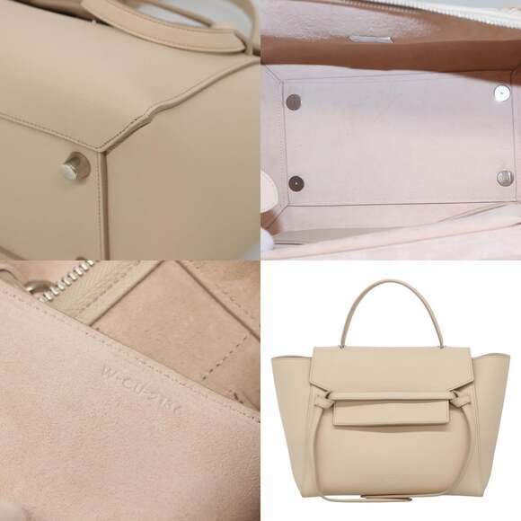 CELINE Mini Belt Bag Hand Bag Leather Beige Silver - Picture 10 of 13